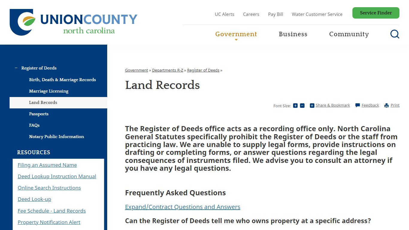 Land Records :: Union County, NC