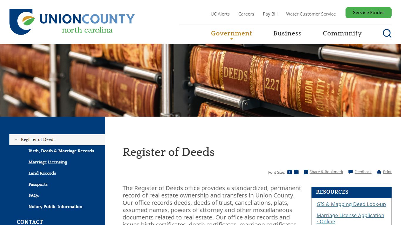 Register of Deeds :: Union County, NC